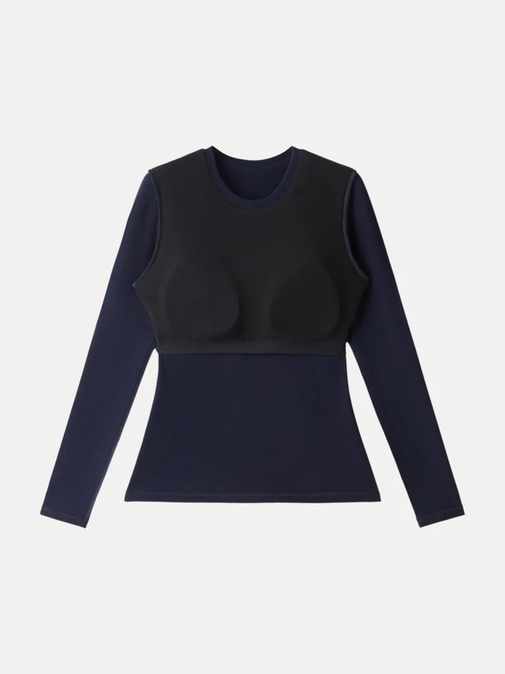 NWT OGL MaxWarm Crewneck Long Sleeve Bra Top in Smoky Navy - Picture 3 of 8